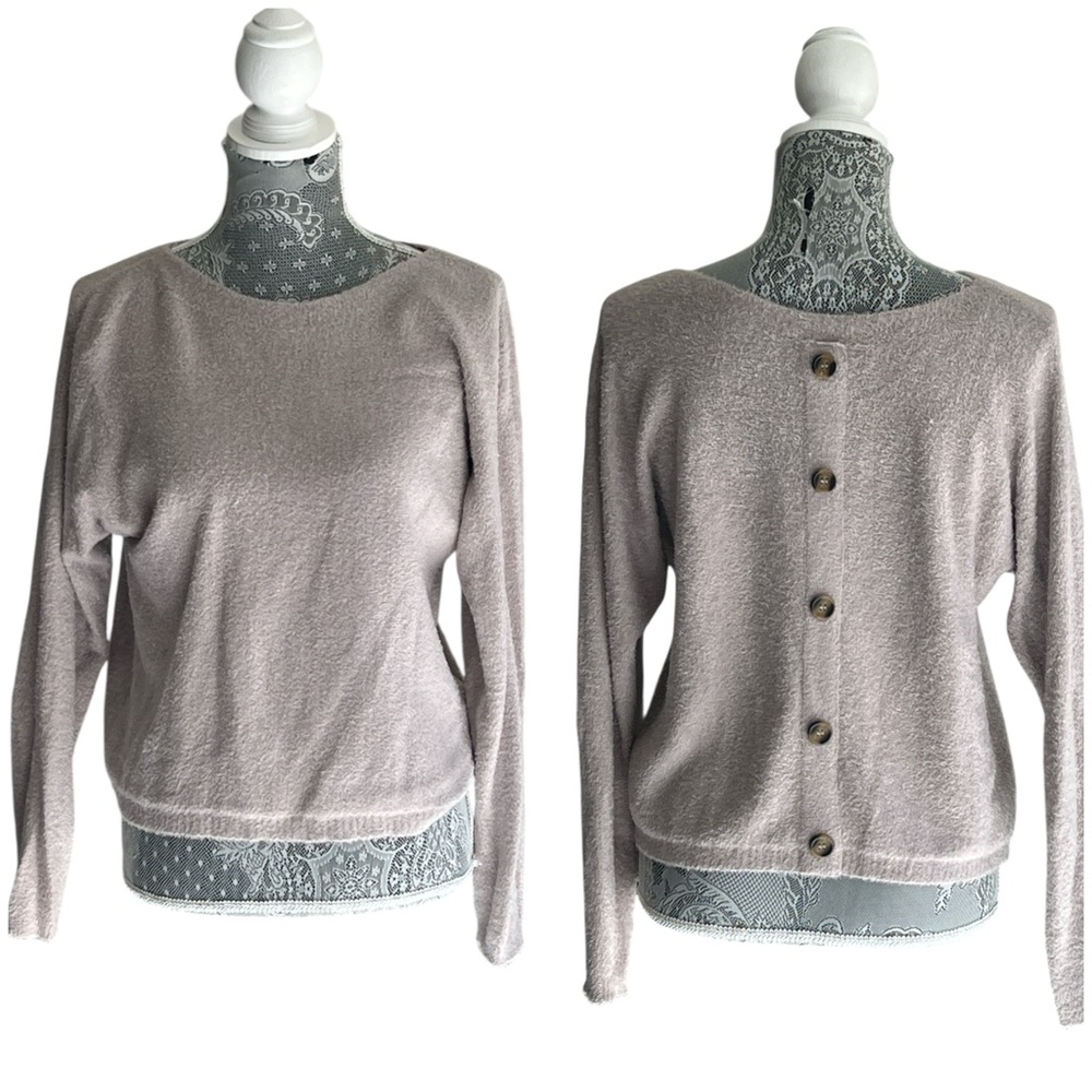 Rachel Zoe Light Pink Fuzzy Pullover Long Sleeve Sweater - Medium